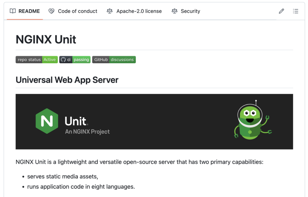 NGINX Unit - lightweight and versatile open-source application runtime